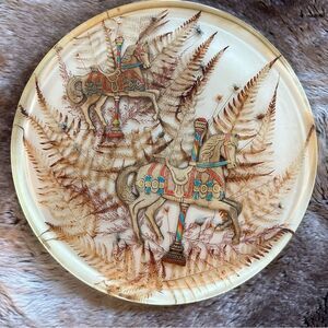 Vintage Carousel Horse Acrylic Pressed Flowers Turntable Tray 12.75"